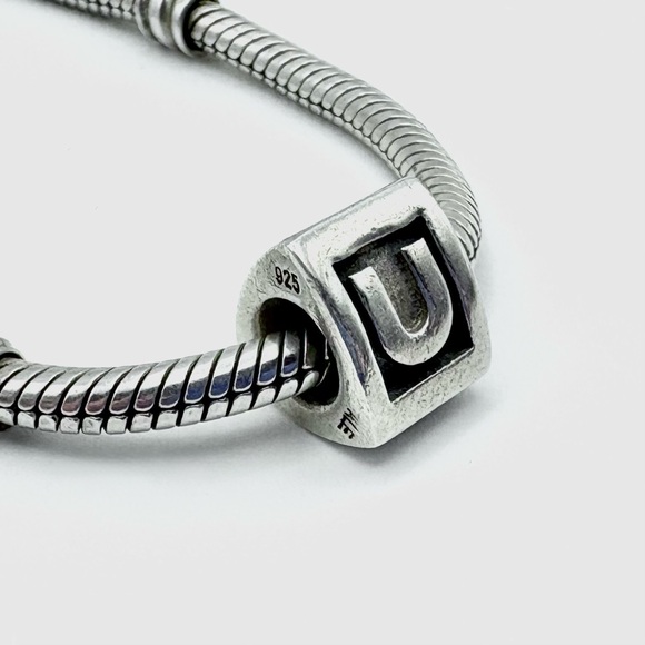 Pandora Initial Letter U Triangular Sterling Silver Charm - Picture 1 of 3
